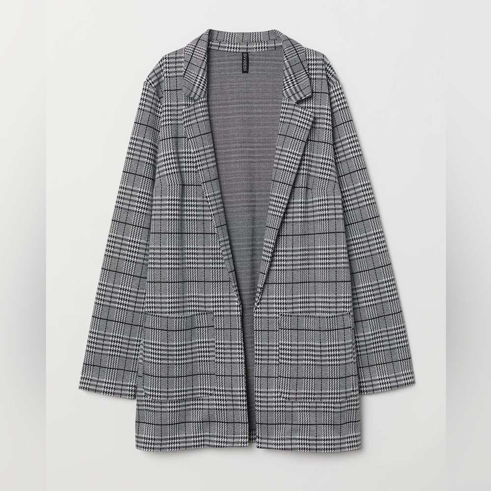 H&M NWT black and white houndstooth pocket front blazer